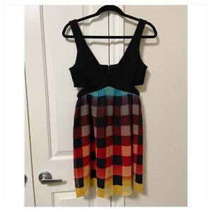 LaRok Sleeveless Side Cutout Plaid Dress